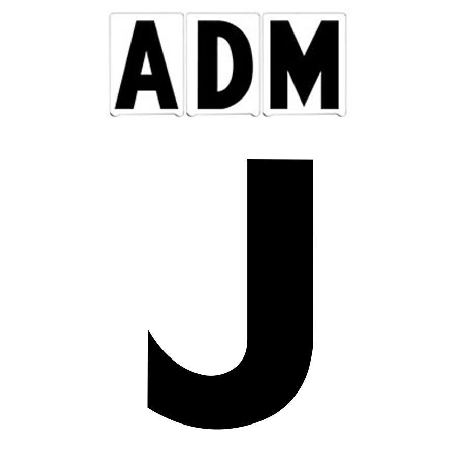 6"(H) Black ADM Font Letter J Gemini Pronto Changeable Copy