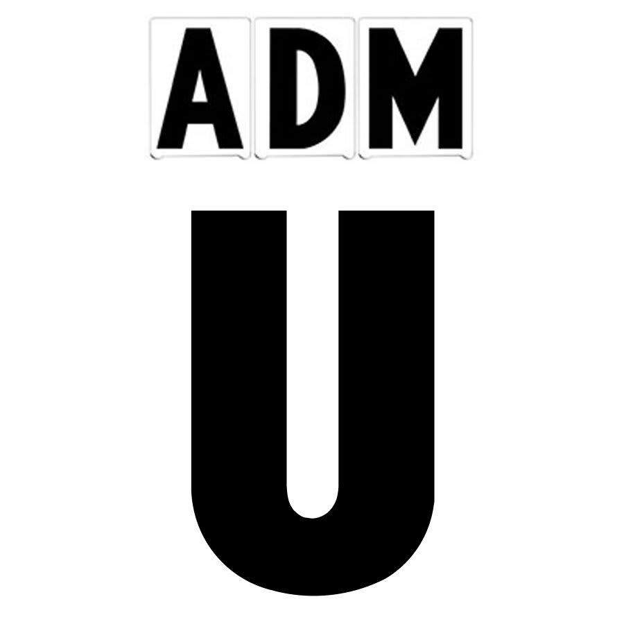 6"(H) Black ADM Font Letter U Gemini Pronto Changeable Copy