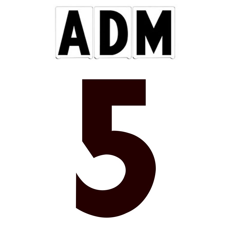 6"(H) Black ADM Font Number 5 Gemini Pronto Changeable Copy