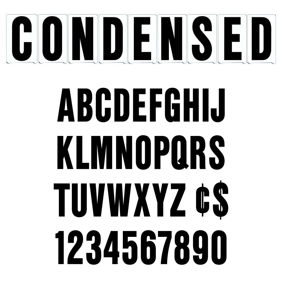 6"(H) Black Condensed Font Gemini Pronto Changeable Copy Letter