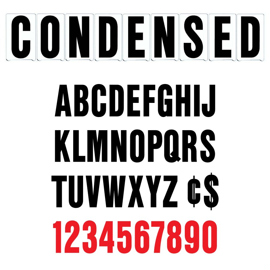 6"(H) Black/Red Condensed Font Gemini Pronto Changeable Copy Letter