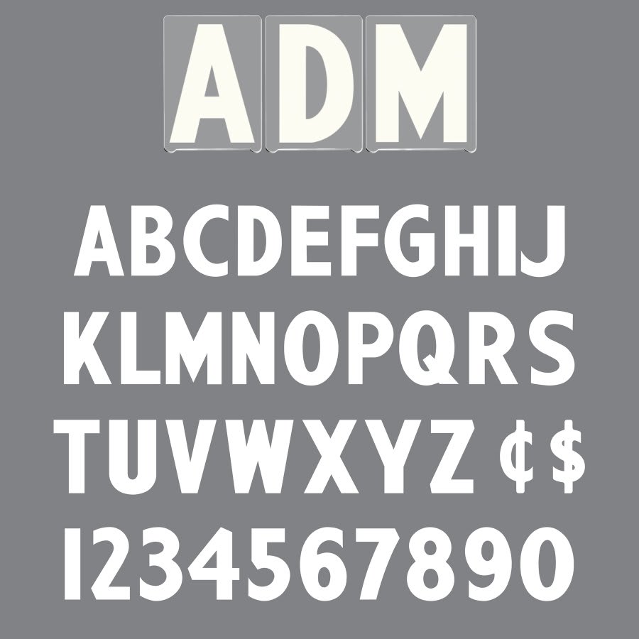 8"(H) White ADM Font Gemini Pronto Changeable Copy Letter