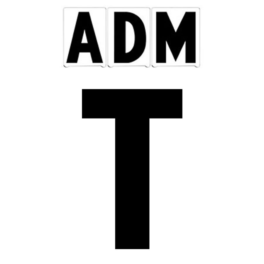 8"(H) Black ADM Font Letter T Gemini Pronto Changeable Copy