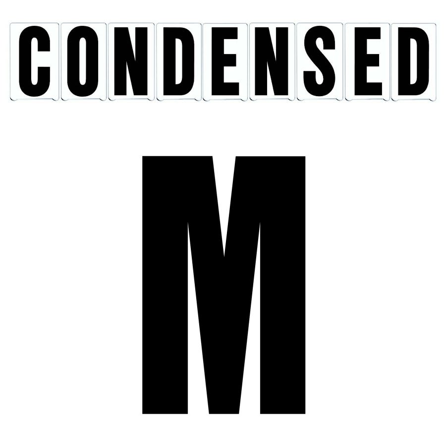 8"(H) Black Condensed Font Letter M Gemini Pronto Changeable Copy