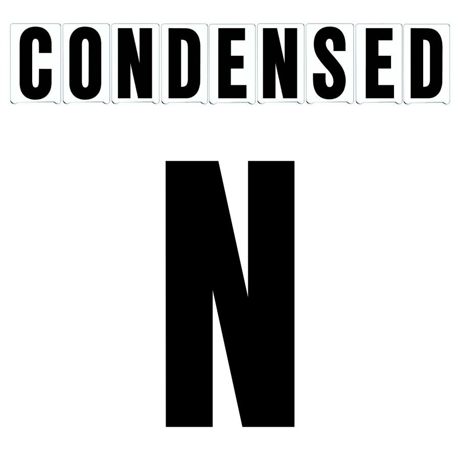 8"(H) Black Condensed Font Letter N Gemini Pronto Changeable Copy