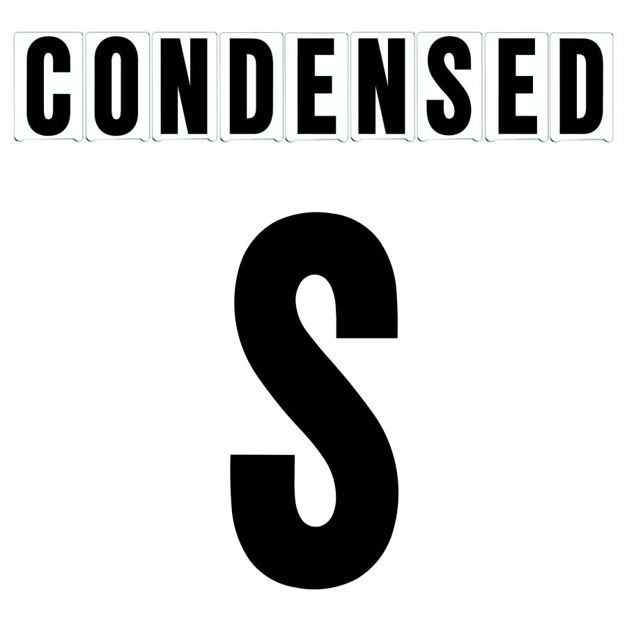8"(H) Black Condensed Font Letter S Gemini Pronto Changeable Copy