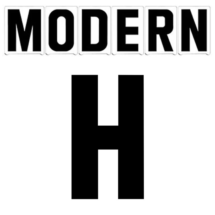8"(H) Black Modern Font Letter H Gemini Pronto Changeable Copy