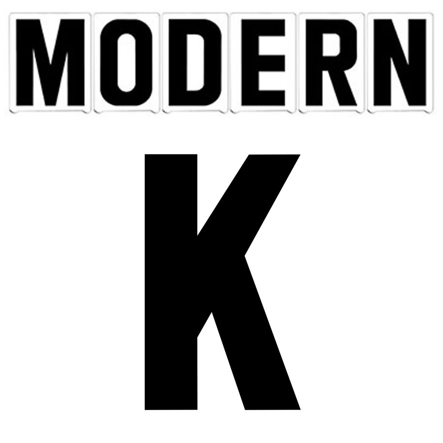 8"(H) Black Modern Font Letter K Gemini Pronto Changeable Copy