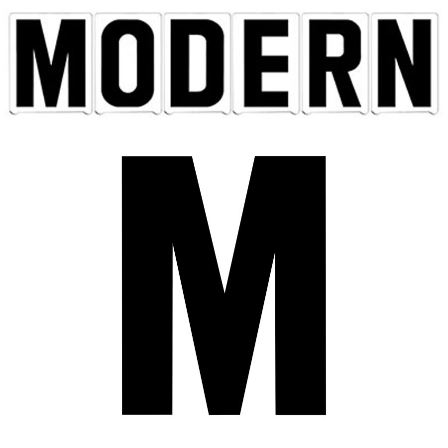 8"(H) Black Modern Font Letter M Gemini Pronto Changeable Copy