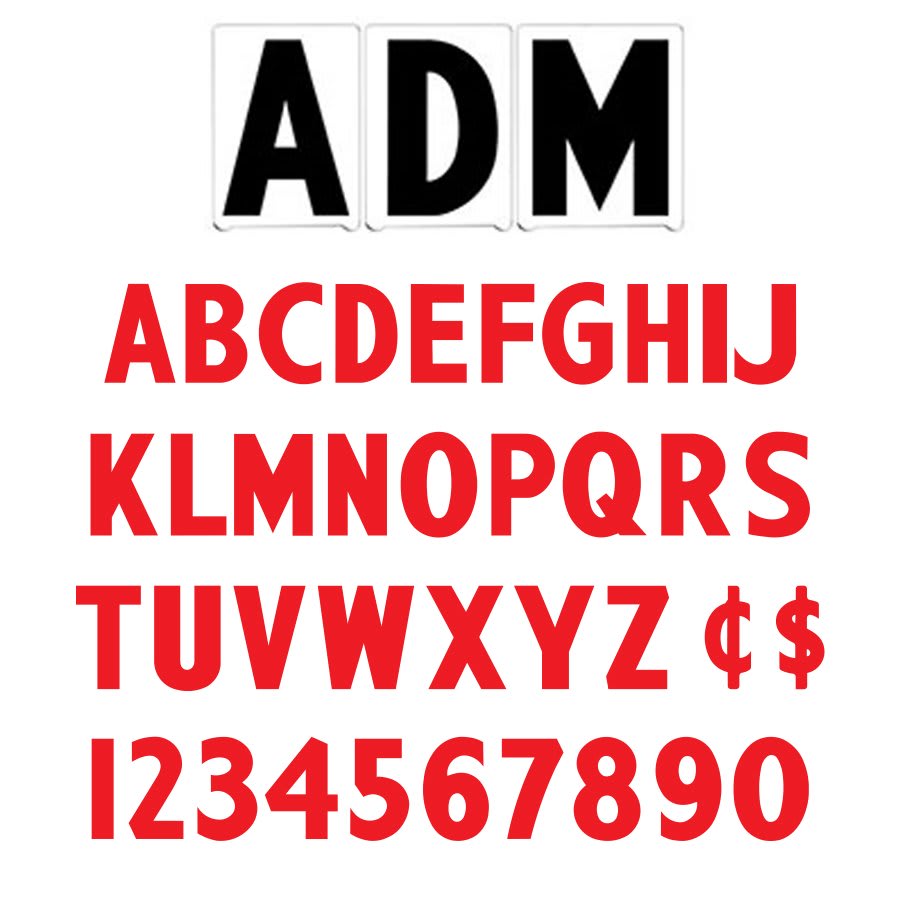 10"(H) Red ADM Font Gemini Pronto Changeable Copy Letter