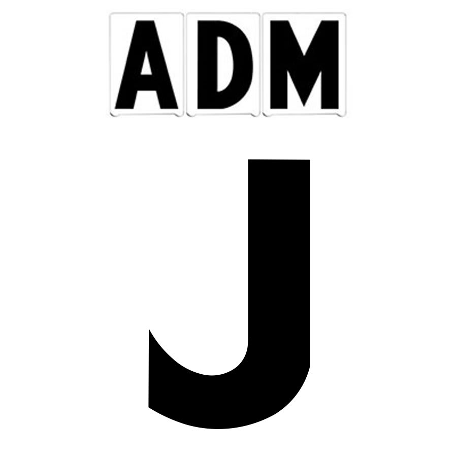 10"(H) Black ADM Font Letter J Gemini Pronto Changeable Copy