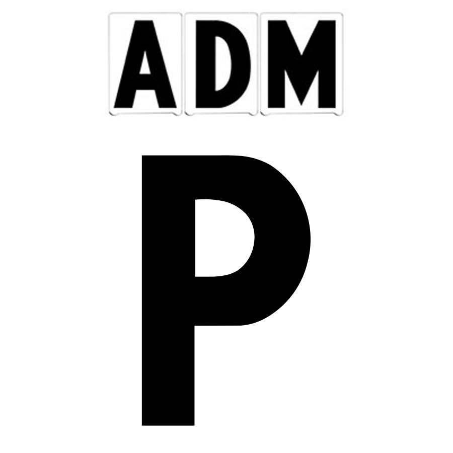 10"(H) Black ADM Font Letter P Gemini Pronto Changeable Copy
