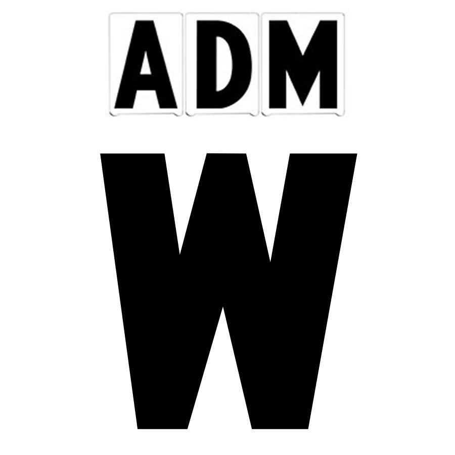 8" on 9"(H) Black ADM Font Letter W Gemini Pronto Changeable Copy