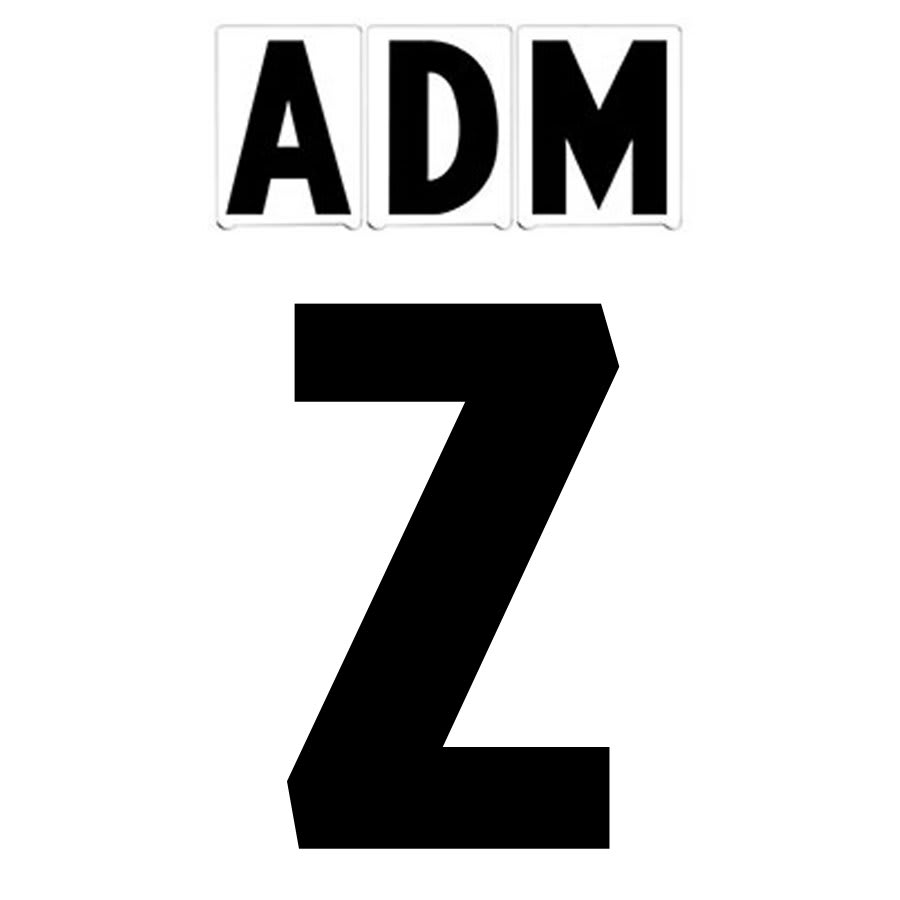 8" on 9"(H) Black ADM Font Letter Z Gemini Pronto Changeable Copy