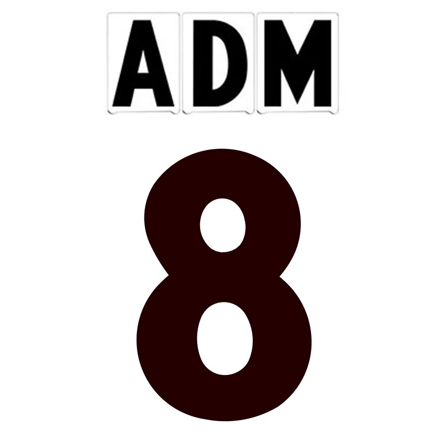 8" on 9"(H) Black ADM Font Number 8 Gemini Pronto Changeable Copy