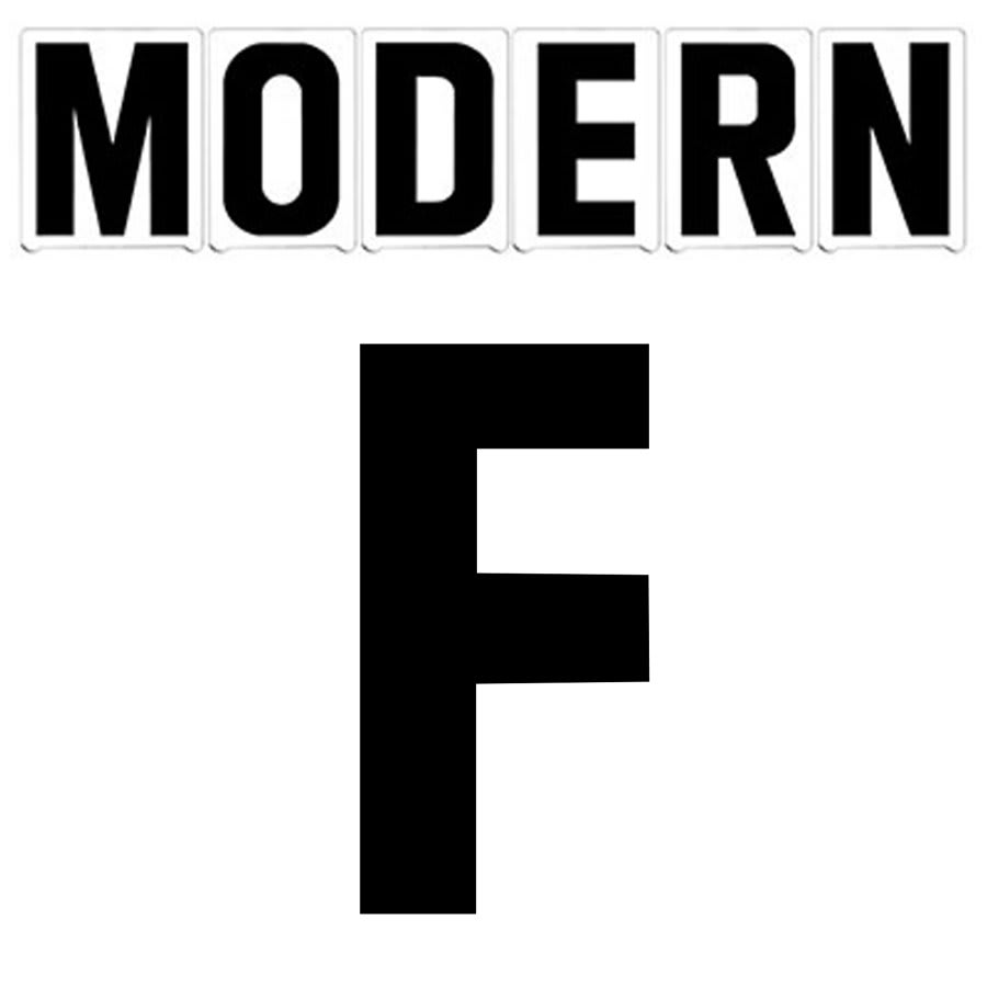 8" on 9"(H) Black Modern Font Letter F Gemini Pronto Changeable Copy