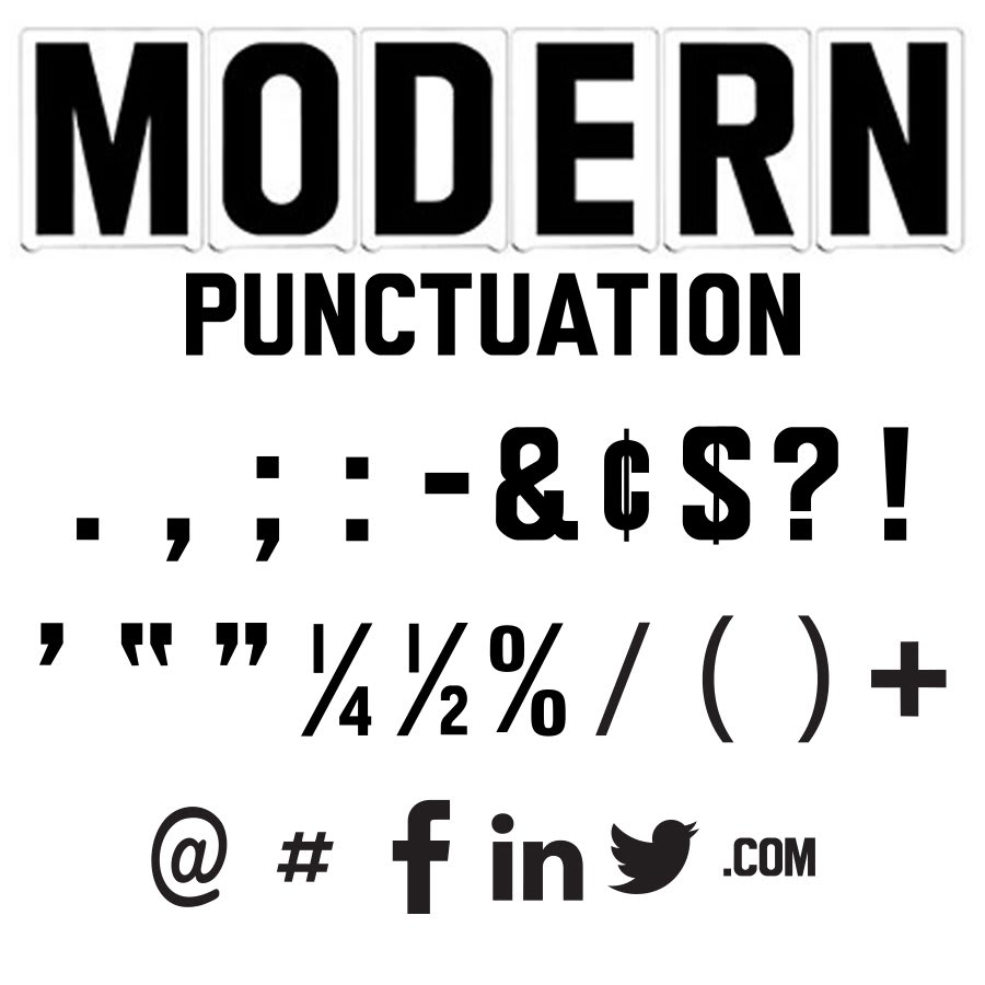 8" on 9"(H) Black Modern Font Punctuation Gemini Pronto Letter Sets