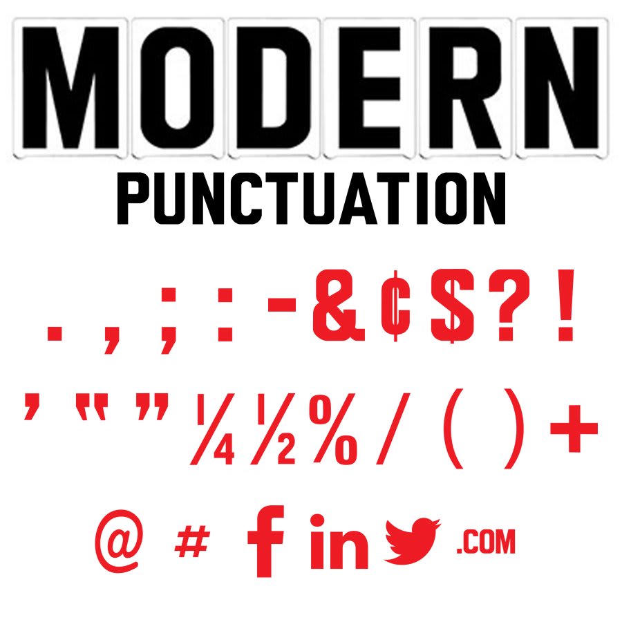8" on 9"(H) Red Modern Font Punctuation Gemini Pronto Letter Sets