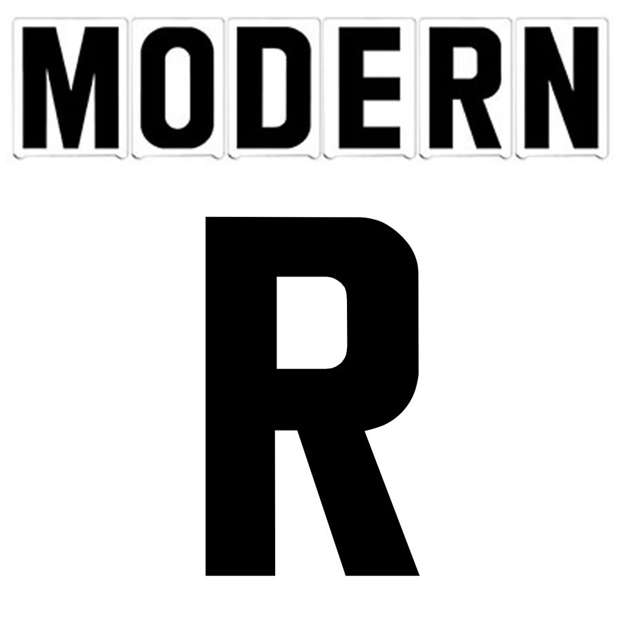 8" on 9"(H) Black Modern Font Letter R Gemini Pronto Changeable Copy