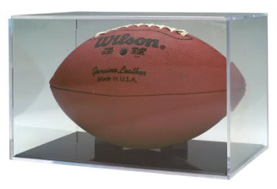Clear Football BallQube Display Case with Grandstand Holder