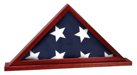 16 1/4" x 8 1/4" Rosewood Finish Flag Display Case with Base Attached