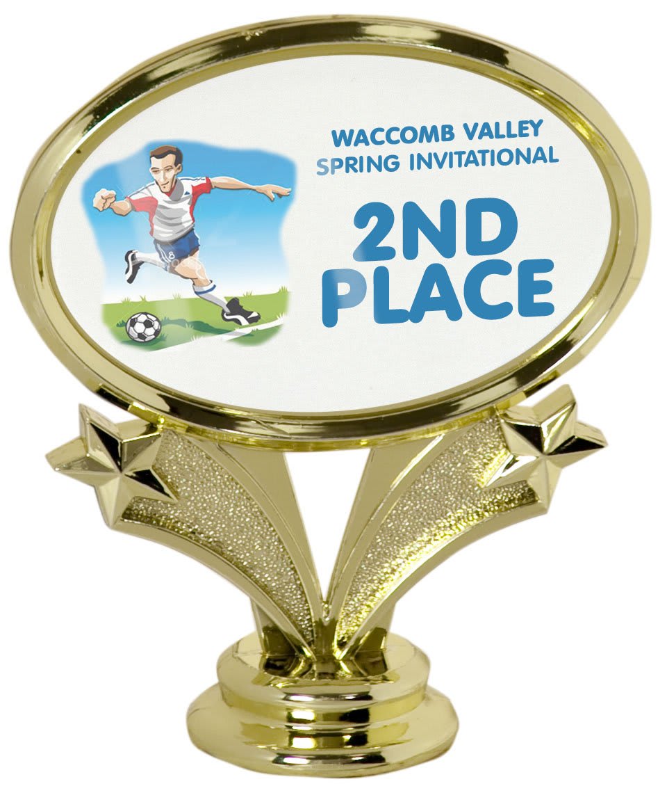 4" Gold Horizontal 3" x 2" Oval Insert Holder Figure