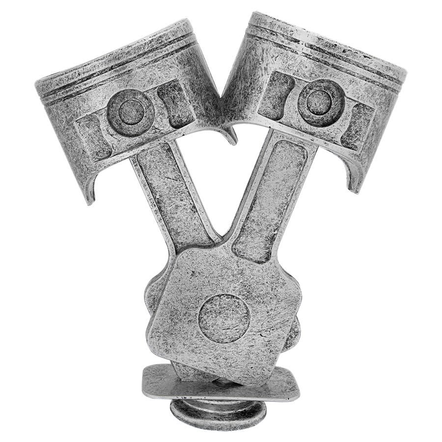 6" Antique Silver Piston Figure