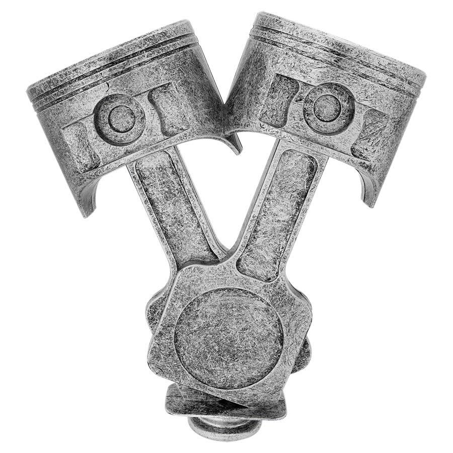 8" Antique Silver Piston Figure