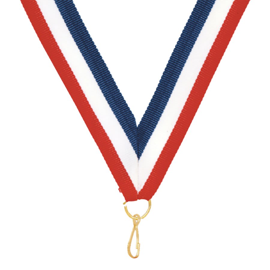7/8" Red, White, Blue Neck Ribbon with 7/8" Snap Clip