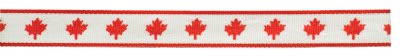 7/8" Red/White Maple Leaf (Canada) Neck Ribbon with Snap Clip