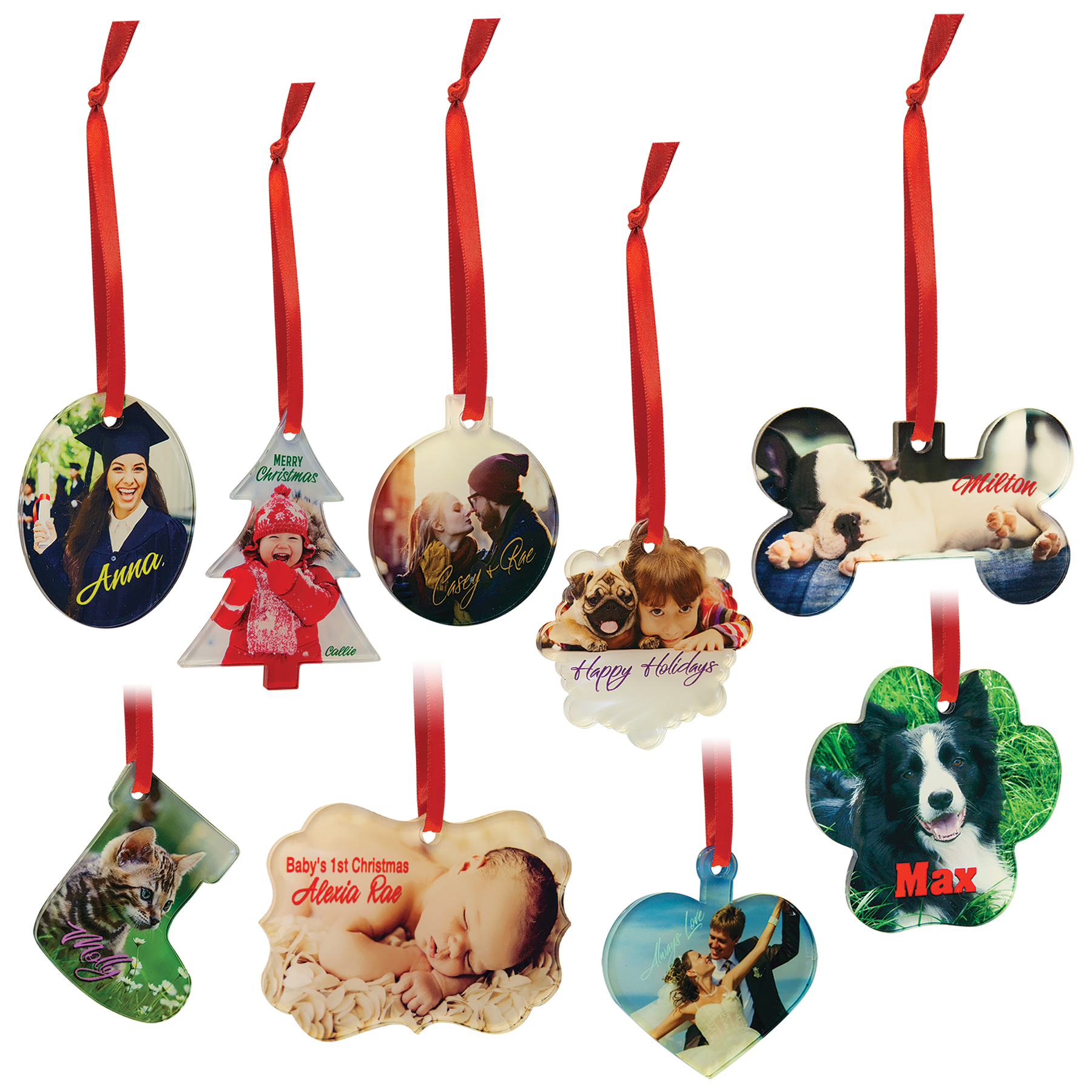 Sublicrylic Ornament with Red Ribbon Sample Set
