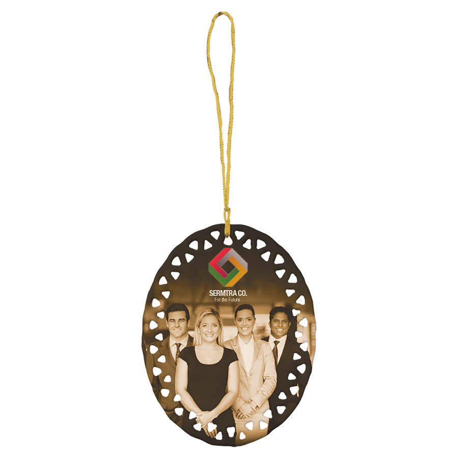 3 3/4" x 3" White Sublimatable Oval Doily Ceramic Ornament