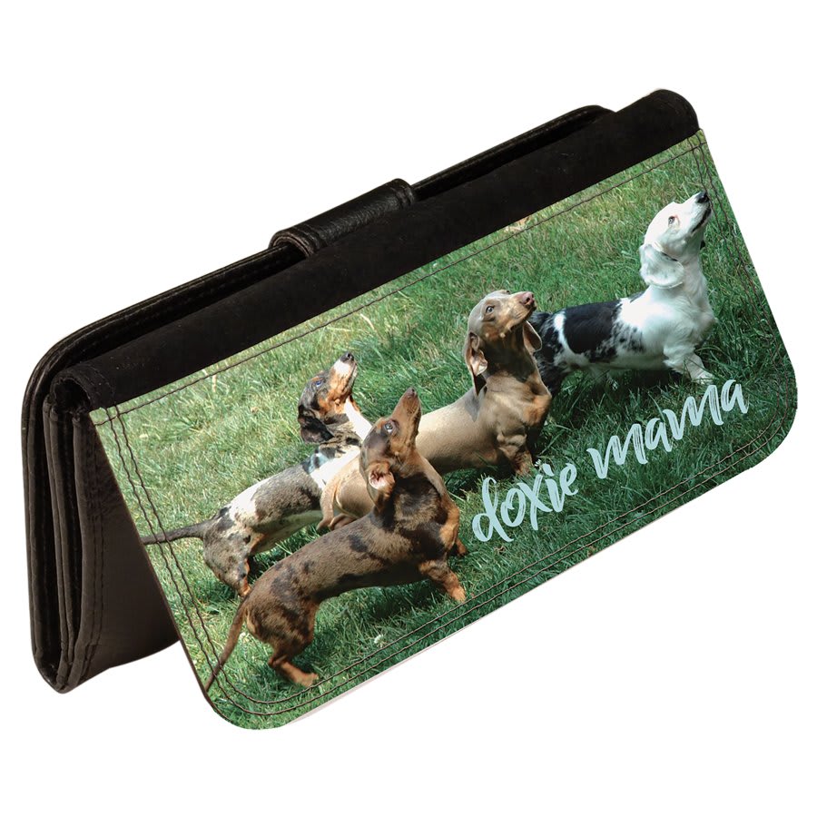 7 1/4" x 3 1/2" Black Sublimatable PVC Wallet