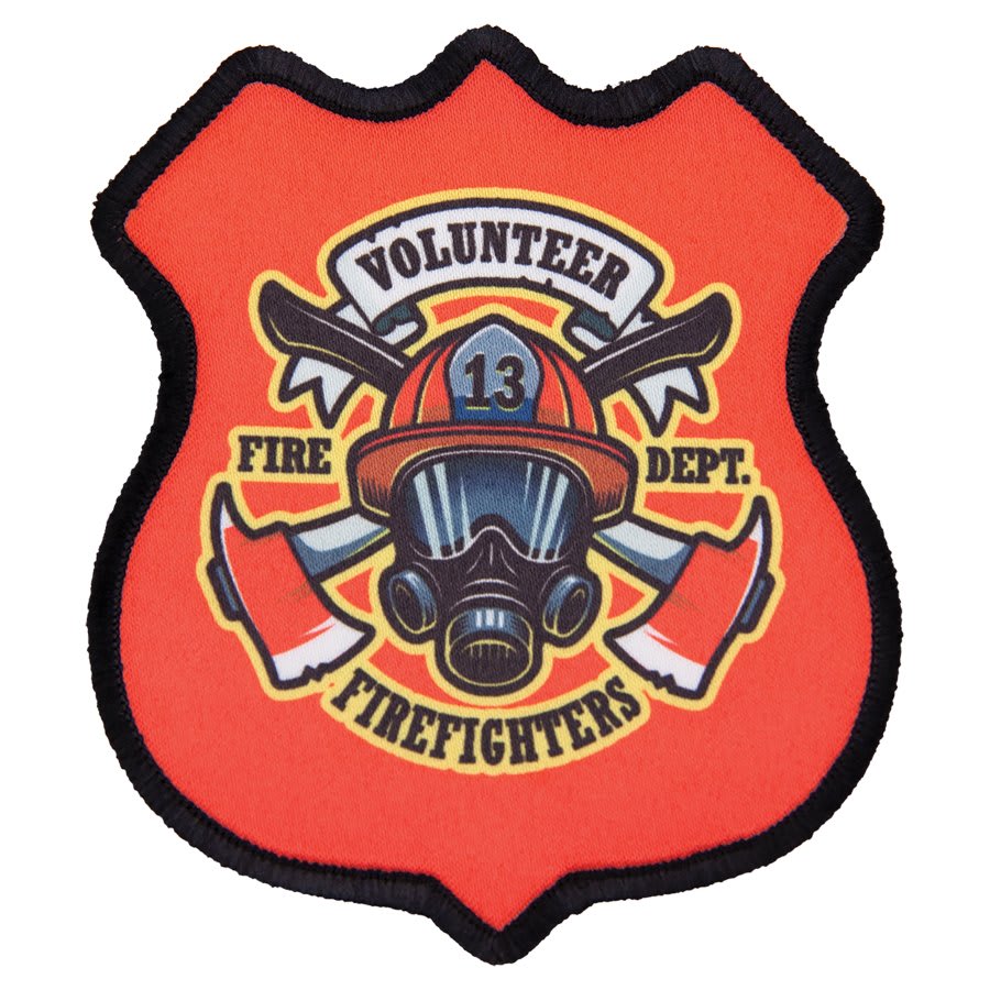 3" x 3 1/2" 4-Point Shield Sublimatable Patch with Adhesive & Black Border