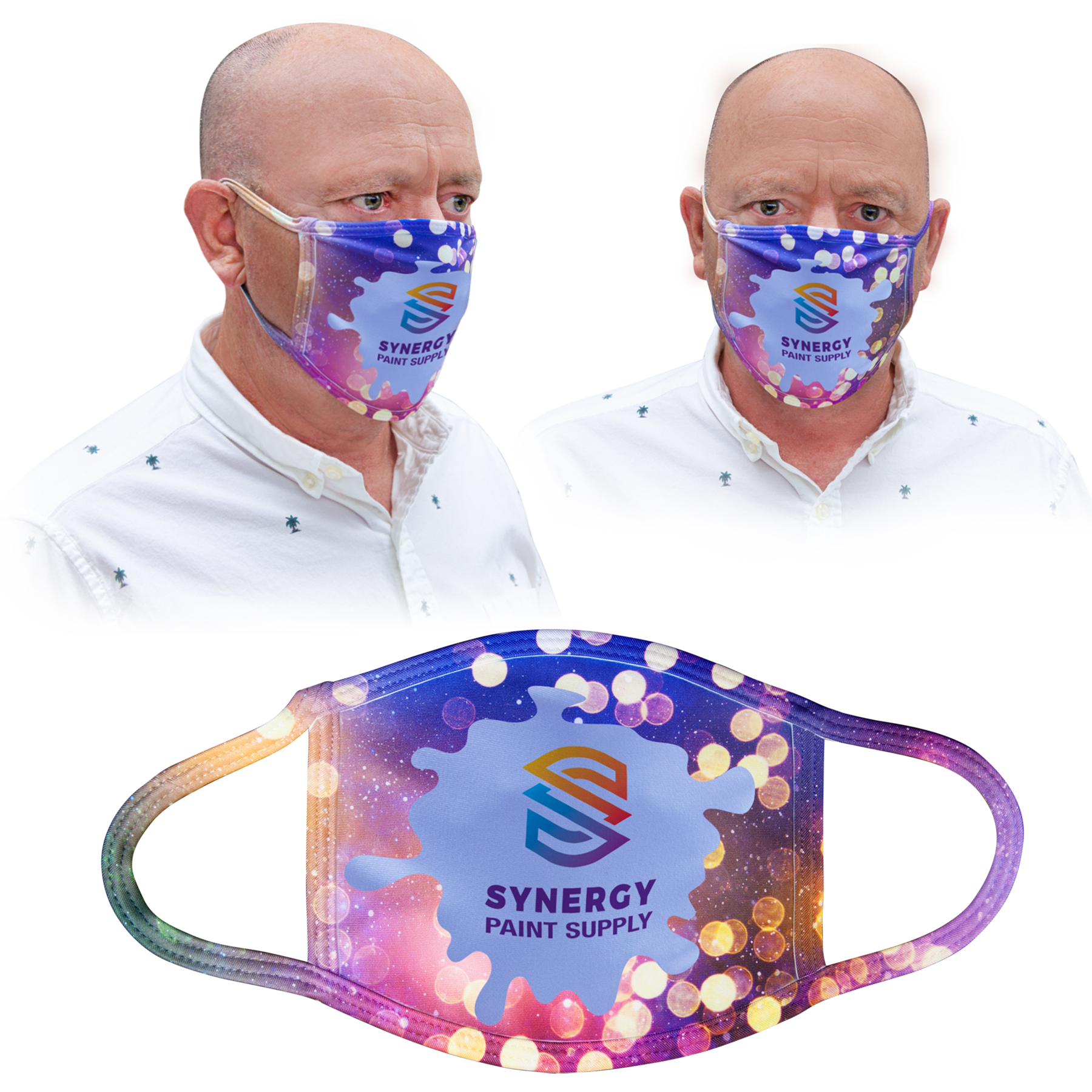 6 1/2" x 5 1/2" Large White Sublimatable Face Mask-Not For Medical Use