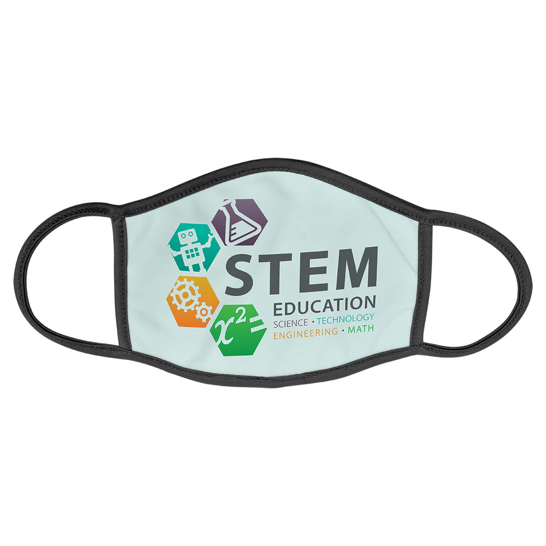 8" x 5 1/2" Large Sublimatable Face Mask W/Nose Bridge & Black Trim & Ear Loops