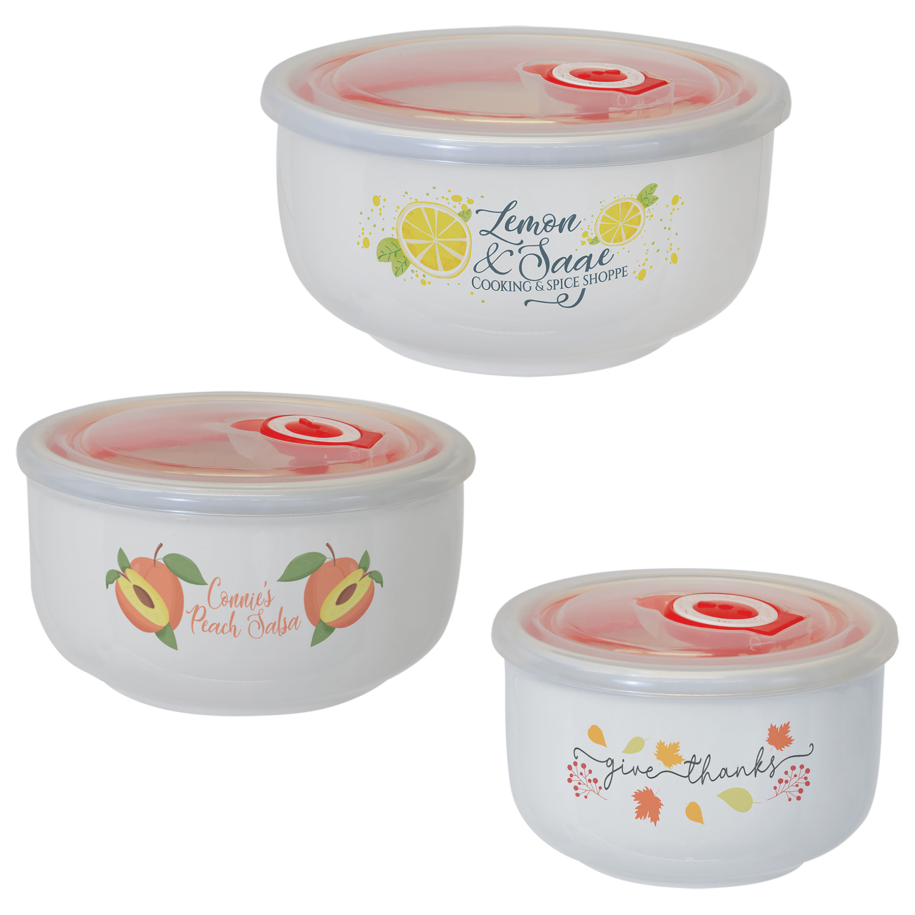 Sublimatable Ceramic Storage Bowl with Flexible Plastic Lid Sample Set