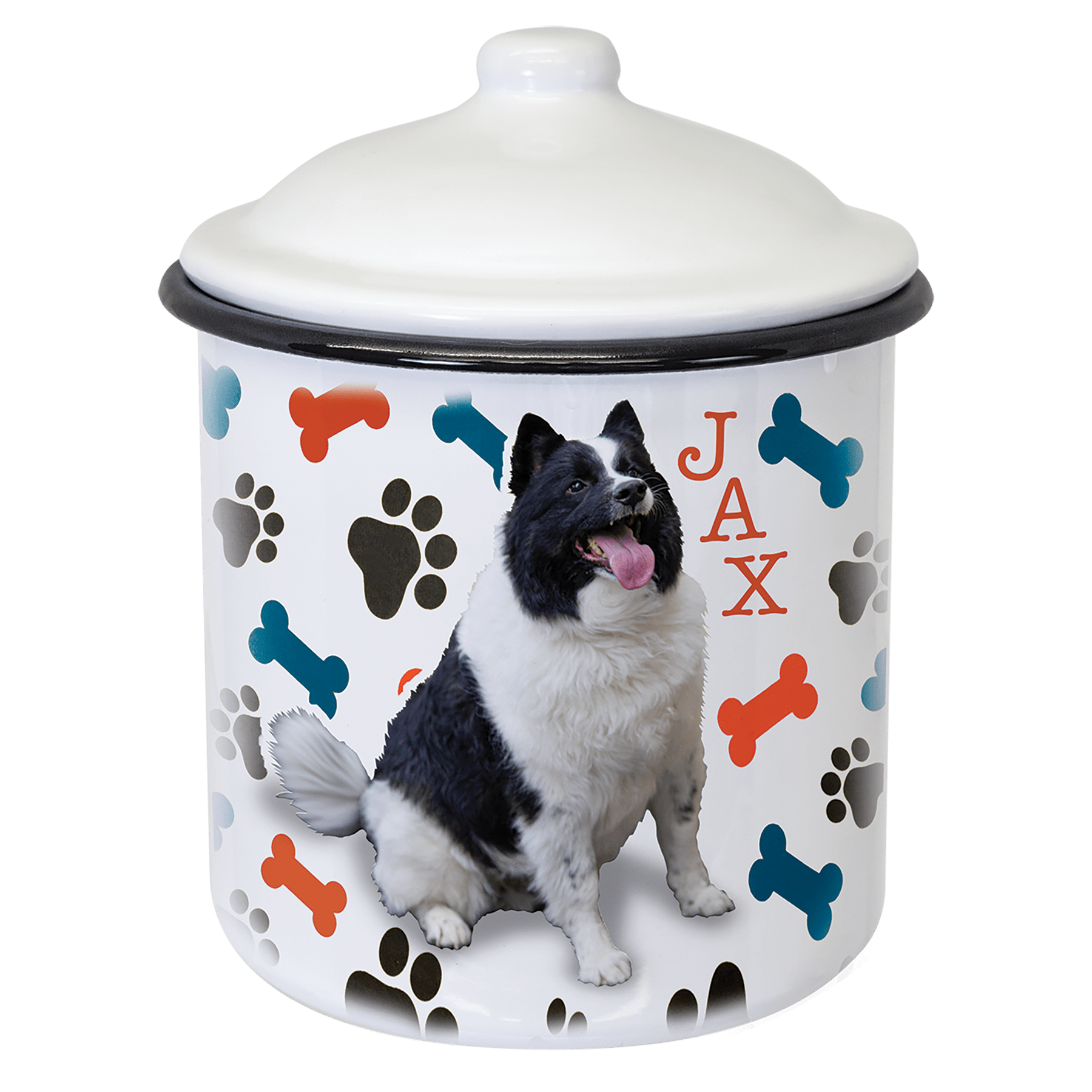 6.25" x 4.7" White/Black Canister with Lid