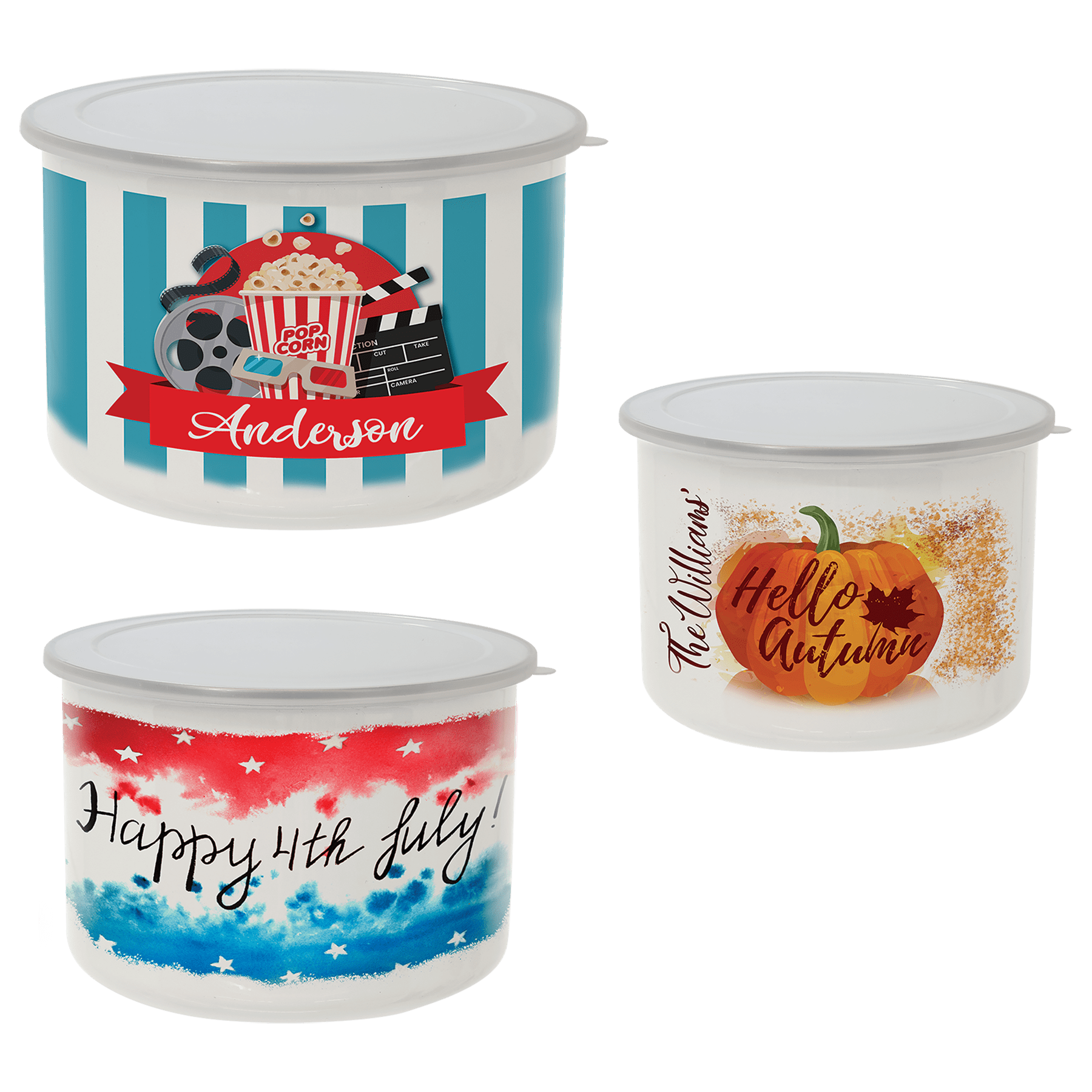 Sublimatable Enamel Containers with Flexible Plastic Lids Sample Set
