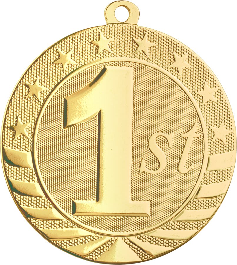 2 3/4" Bright Gold 1st Place Starbrite Medal