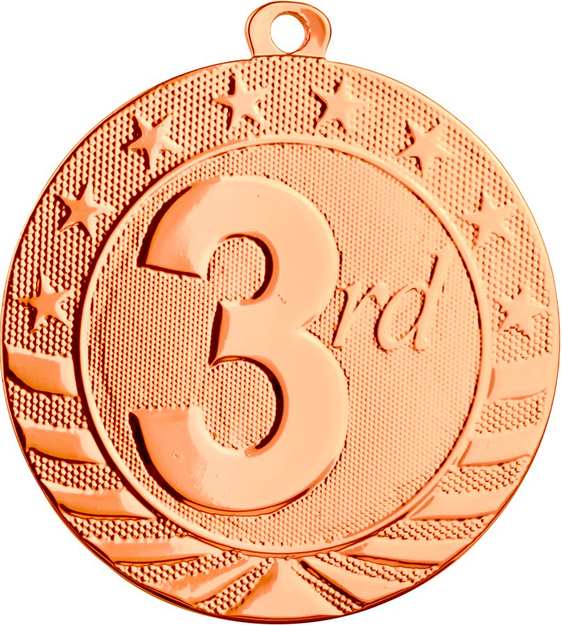 2 3/4" Bright Bronze 3rd Place Starbrite Medal