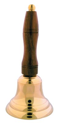 6 1/2" Brass School Bell with Wooden Handle