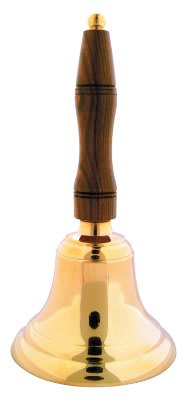 7 1/2" Brass School Bell with Wooden Handle