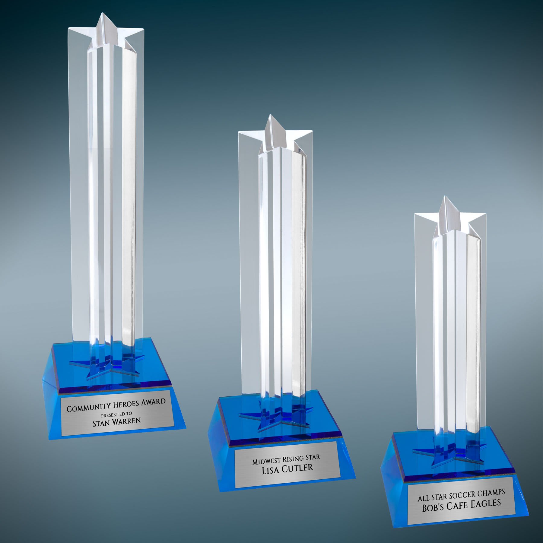 Blue Star Column Acrylic with Blue Base Sample Set