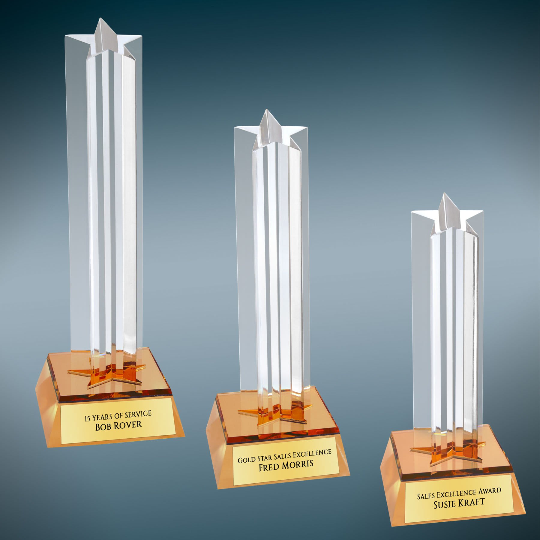 Gold Star Column Acrylic with Gold Base Sample Set