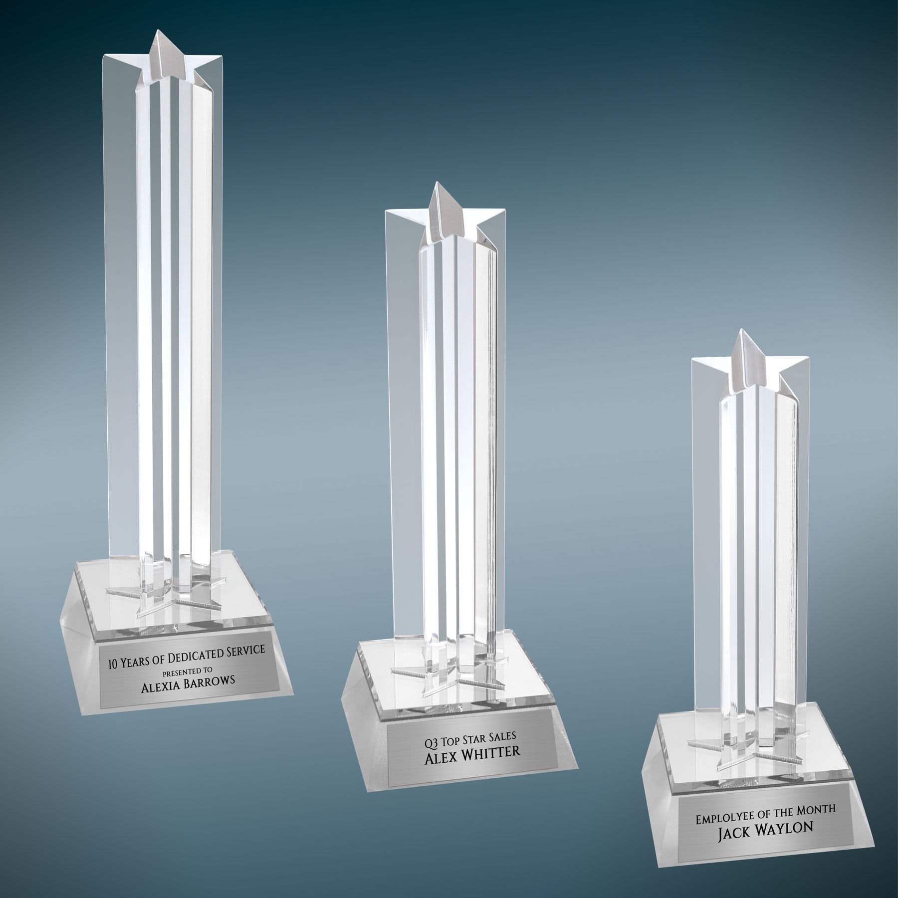 Silver Star Column Acrylic with Silver Base Sample Set