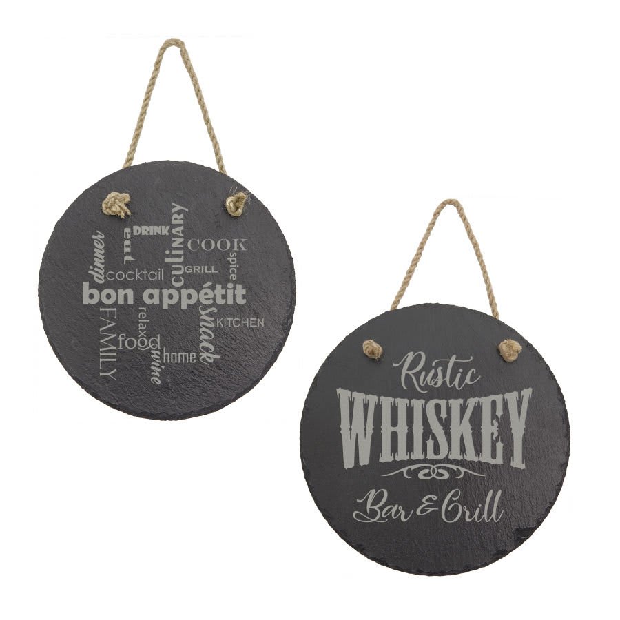 Round Slate Plaque with Hanger String Sample Set