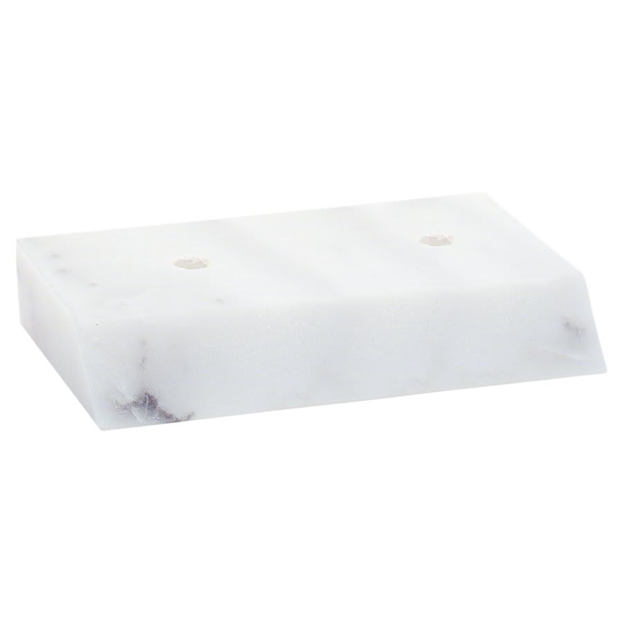 3 1/8" x 5" 2-Hole Countersunk White Slant Front Trophy Marble