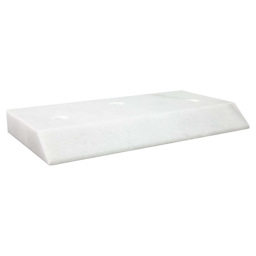 3 5/8" x 7" 3 Hole Countersunk White Slant Front Trophy Marble