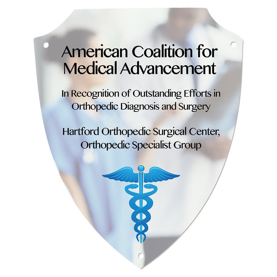 5 1/4" x 6 5/8" White DynaSub Shield Plaque Plate